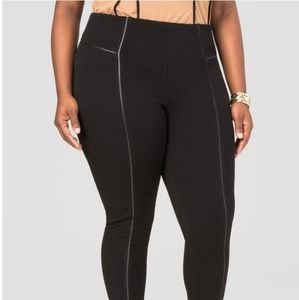 Ashley Stewart Faux leather trim ponte pant